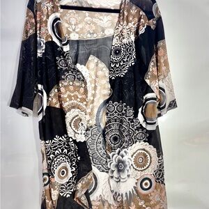 Elegant Black and Brown Patterned Women's Cardigan